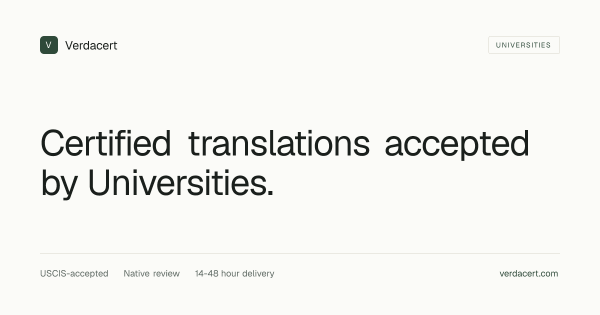 Certified Translation for US university applications — Verdacert